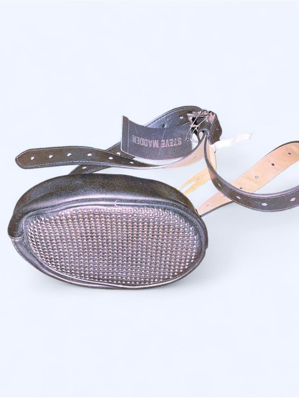 Steve Madden Black Studded Oval Belt Bag